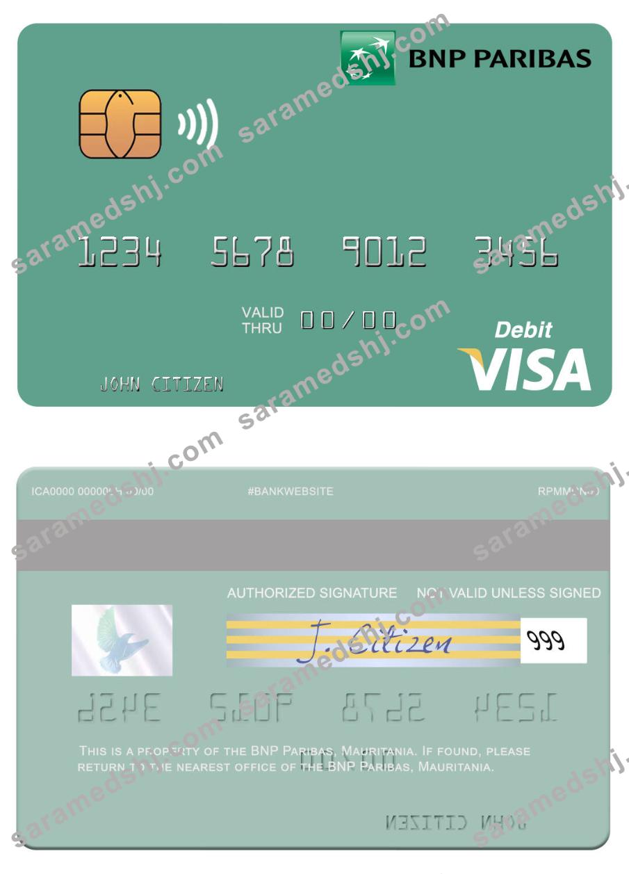 Mauritania BNP Paribas visa debit card